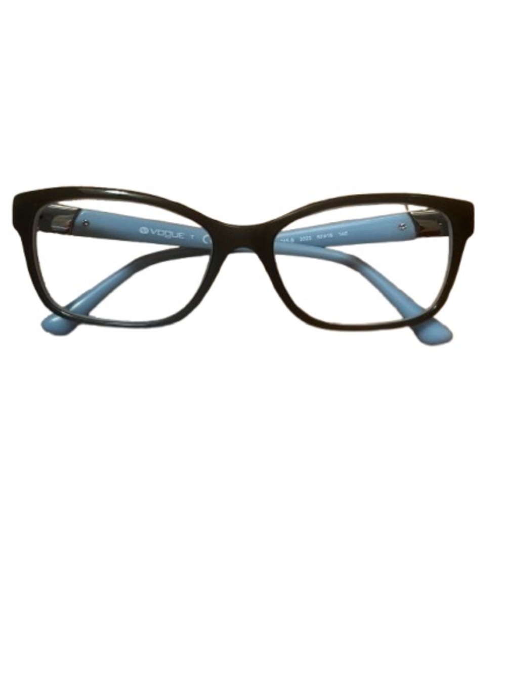 Vogue Black Front Eyeglasses with Light Blue Embellished Temples